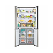 LG InstaView™ Multi-Door хладилник, DoorCooling+™ технология, 580L капацитет, Хладилник LG - отворена предна част с поставени храни, GMVS30SEPY, thumbnail 3