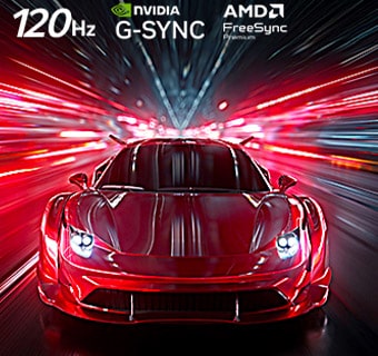 LG OLED AI B6E за ненадмината игра в 4K 120 Hz с логата на NVIDIA G-SYNC и AMD FreeSync Premium, видими в горната част.
