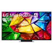 LG 65-инчов LG Mini RGB evo AI MRGB87 4K Smart TV&nbsp;2026, Изгледът отпред на LG Mini RGB evo AI MRGB87, пуснат на пазара през 2026 г., се отличава с тънка черна рамка с къси крачета, 65MRGB87B3B, thumbnail 1