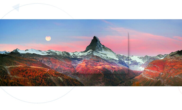 Кадър, уловил великолепна планинска сцена (възпроизвеждане на видеоклипа)