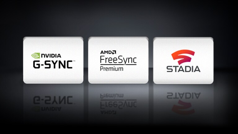 Логото на NVIDIA G-SYNC и логото на AMD FreeSync са подредени хоризонтално върху черен фон.