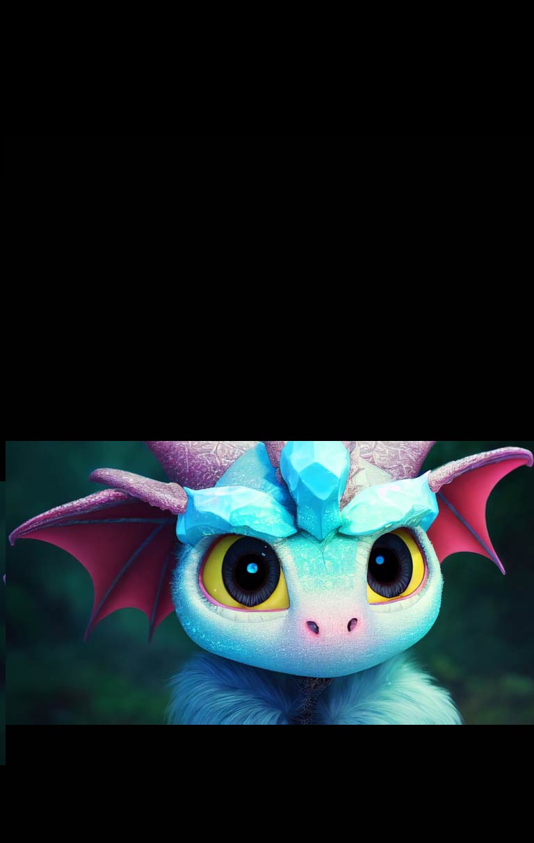 Видео показва галерия, съдържаща изображения на анимационен дракон с различен контраст, яркост, цветова гама и т.н. Двете изображения са избрани и след това се сливат, за създаване на персонализирани настройки за изображенията в профила.