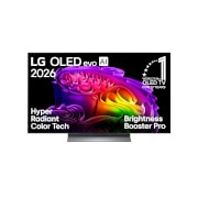 LG 48-инчов LG OLED evo AI G6 4K Smart TV 2026, Предният изглед на LG OLED evo AI G6, пуснат на пазара през 2026 г., показва изображение от многоцветни форми, подредени на слоеве, с Hyper Radiant Color Tech, Perfect Black & Perfect Color, както и е, OLED48G63LS, thumbnail 2