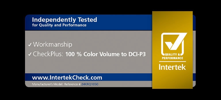 Сертифициране от Intertrek за 100% Color Volume според DCI-P3.