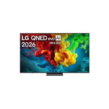 Предният изглед на LG QNED AI QNED83 Mini LED, пуснат на пазара през 2026 г., изпълва екрана с ярки, плавни пръски от многоцветно движение, докато фино наслоените цветове се разпръскват плавно по дисп1