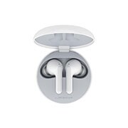 LG TONE Free FN4, Изглед отгоре на отворена кутийка с две слушалки вътре с включени УВ светлини, HBS-FN4, thumbnail 1