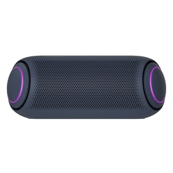 Изглед отпред на LG XBOOM Go с пурпурна светлина.1