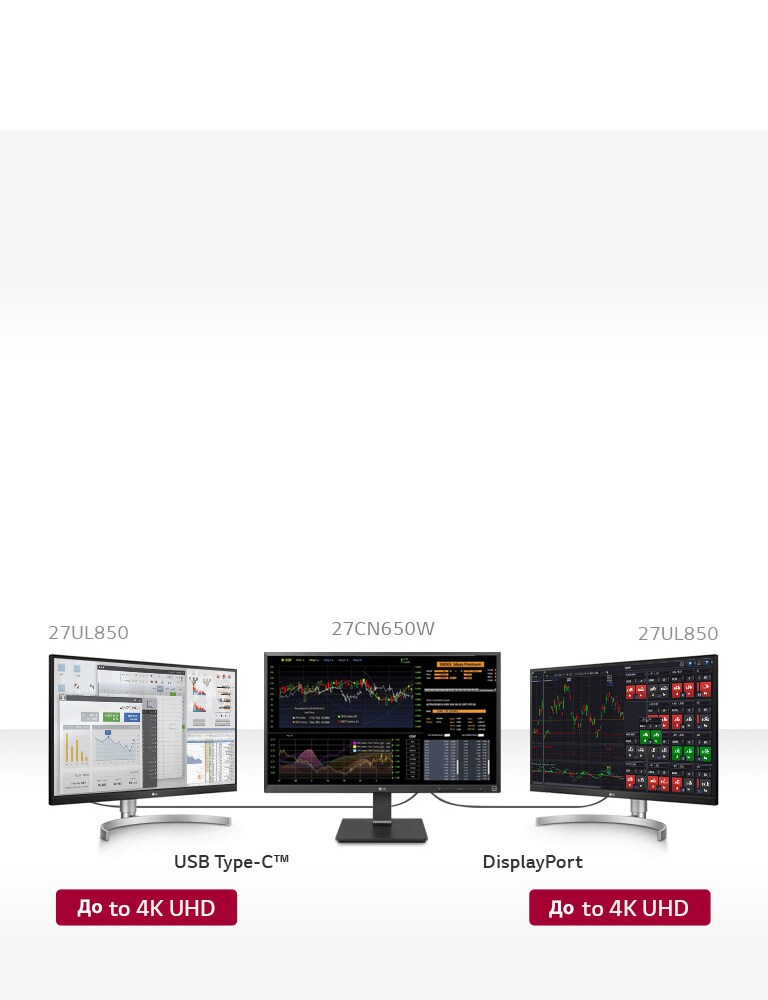 Настройка на три монитора с два монитора 27UL850.