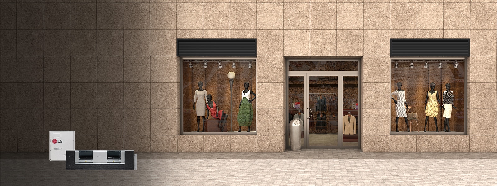 продукт пред обект, в който са изложени дрехи.