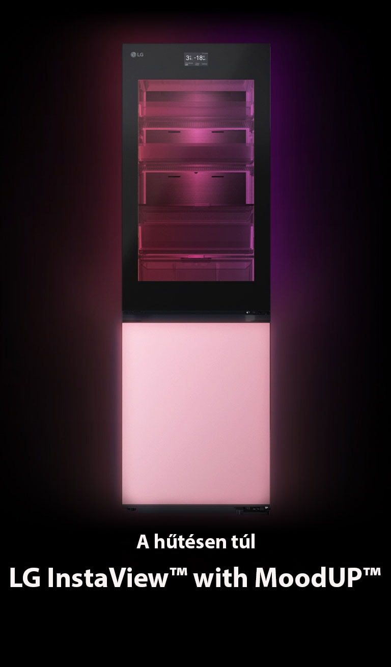 Видеоклип на LG InstaView с MoodUP хладилник с долна камера, който променя цветовете си.