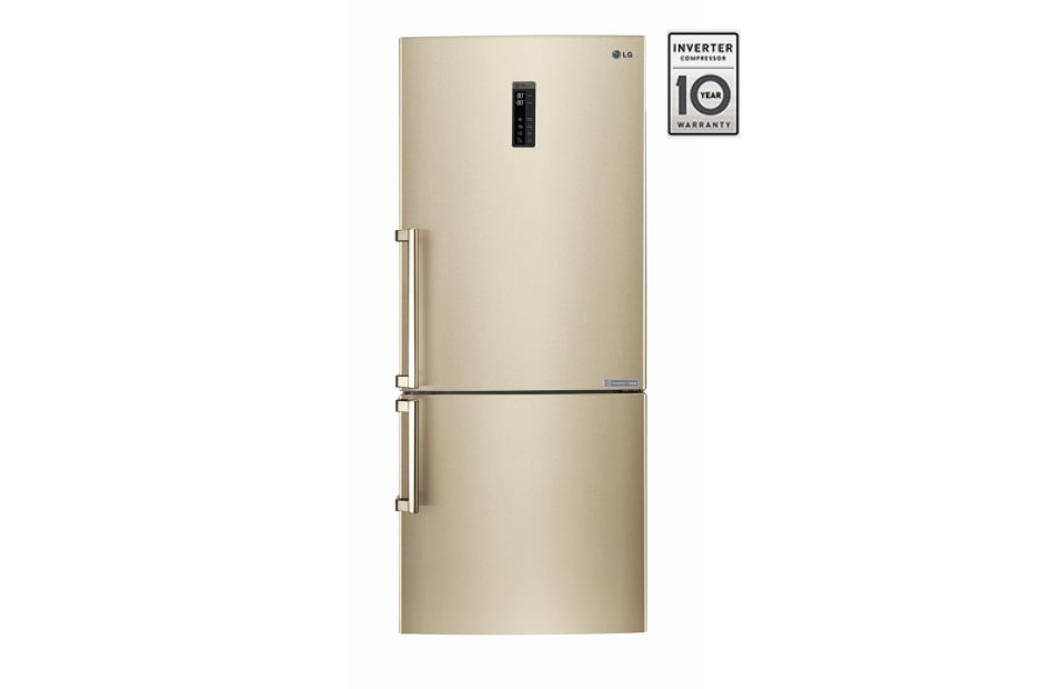 LG 70 cm широк хладилник с долен фризер, линеен компресор и 10 години гаранция, GBB548GVQZE