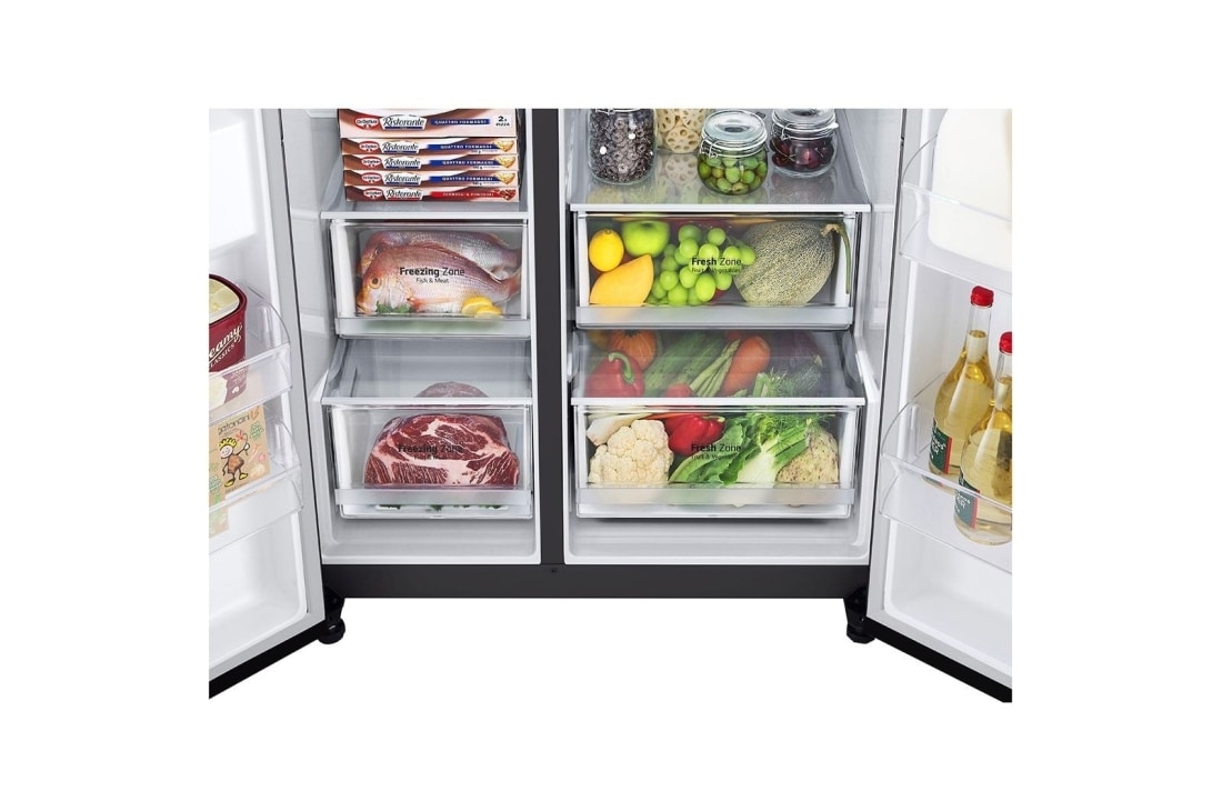 LG Door-in-Door™ Side-by-Side хладилник, DoorCooling+™ и ThinQ™ технология, 635 L капацитет, GSJV70WBTF, GSJV70WBTF, thumbnail 3