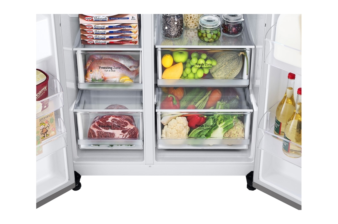 LG Door-in-Door™ Side-by-Side хладилник, DoorCooling<sup>+</sup>™ и ThinQ™ технология, 635L капацитет, GSJV70PZTE, GSJV70PZTE, thumbnail 4