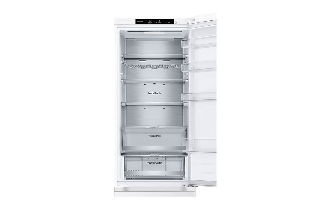 LG Хладилник c долна камера, DoorCooling+™ технология, 387L капацитет, горната врата е отворена без изглед към храната, GBV7280CSW, thumbnail 12