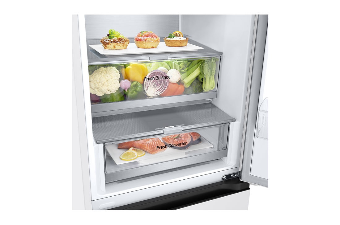 LG Хладилник c долна камера, DoorCooling+™ технология, 387L капацитет, Чекмедже с храна, GBV7280CSW, thumbnail 5