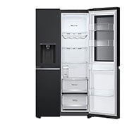 LG InstaView™ Side-by-Side хладилник, DoorCooling+™ и ThinQ™ технология, 635L капацитет, Отворена лява врата без изглед към храната, GSGV81EPLL, thumbnail 13