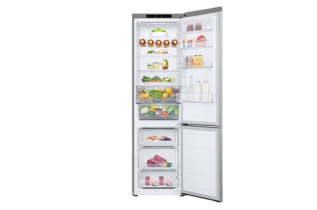 LG Хладилник c долна камера, DoorCooling+™ технология, 387L капацитет, Отворена предна врата с изглед към храната, GBV3200CPY, thumbnail 2