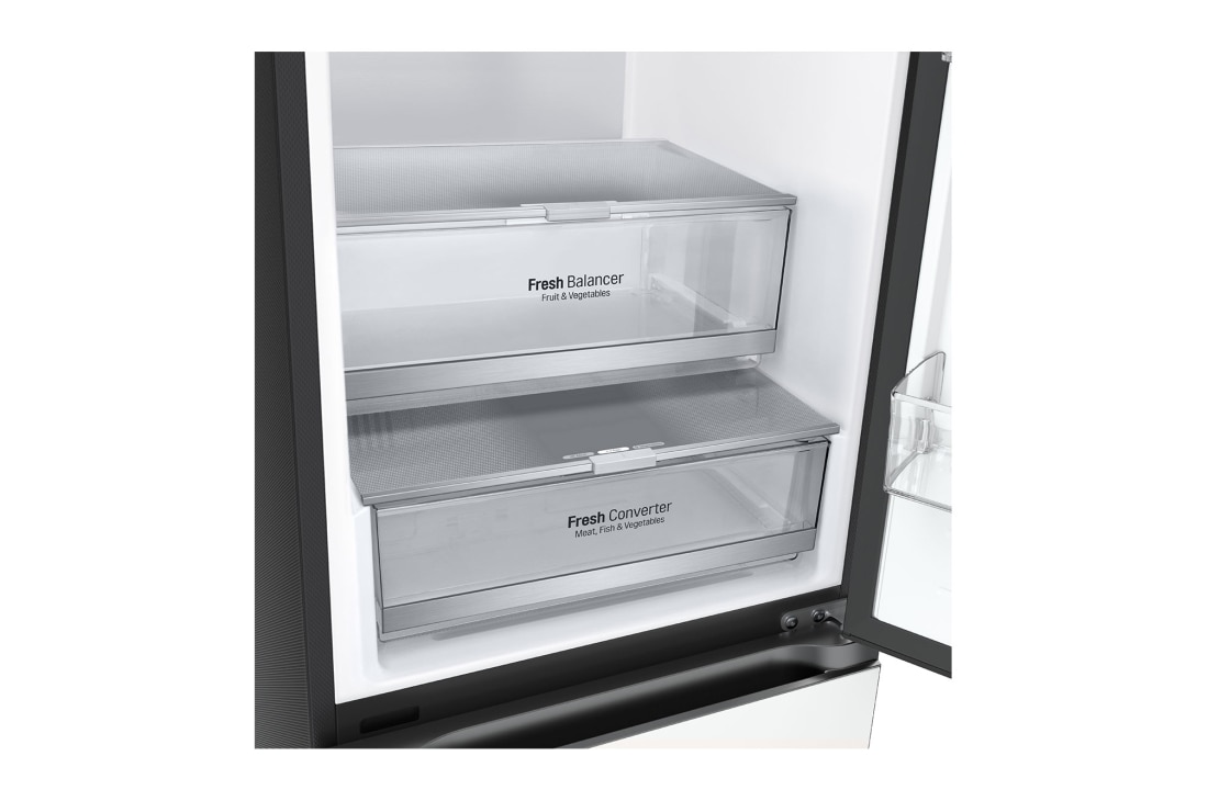 LG Хладилник c долна камера, DoorCooling+™ и ThinQ™ технология, 387L капацитет, Чекмедже без храна, GBB72TW9DQ, thumbnail 7
