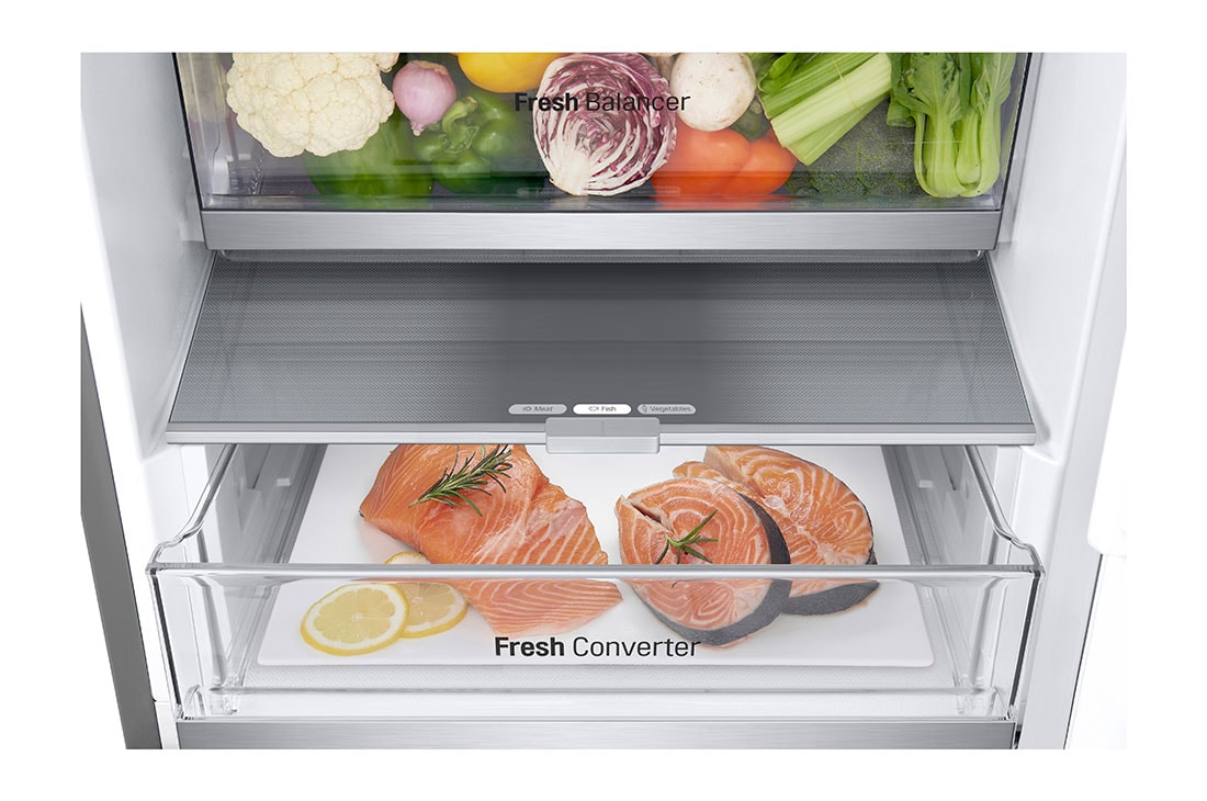 LG Хладилник c долна камера, DoorCooling+™ технология, 387L капацитет, Подробен изглед на чекмеджето, GBV7280AMB, thumbnail 5