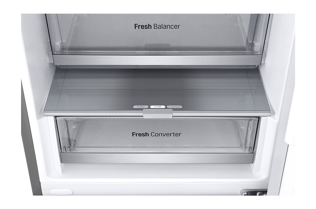 LG Хладилник c долна камера, DoorCooling+™ технология, 387L капацитет, Подробен изглед на чекмеджето, GBV7280AMB, thumbnail 6