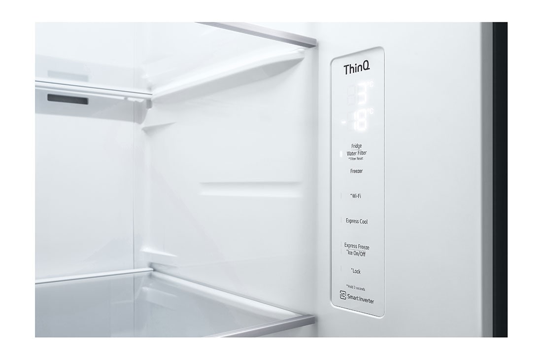 LG InstaView™ Side-by-Side хладилник, DoorCooling+™ и ThinQ™ технология, 635L капацитет, Door cooling и LED осветление, GSGV80PYLL, thumbnail 7