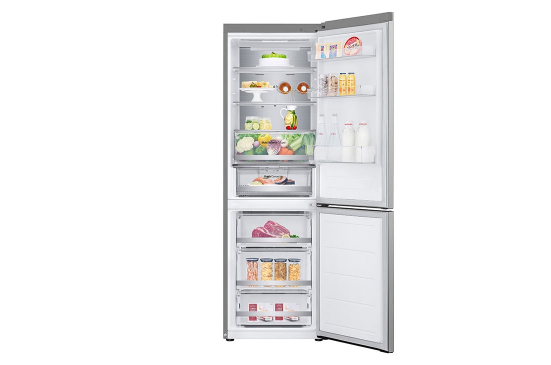 LG Хладилник c долна камера, DoorCooling⁺™ технология, 344L капацитет, Отворена предна врата с изглед към храната, GBV5150DPY, thumbnail 3