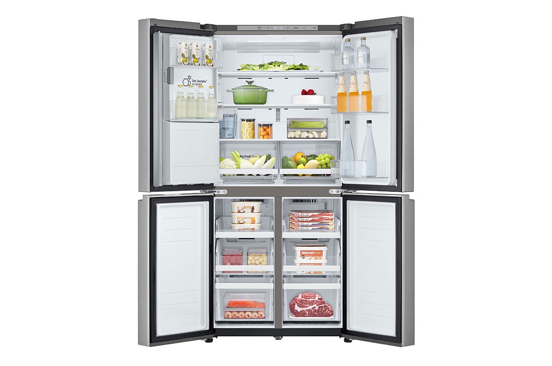 LG Multi-Door хладилник, ThinQ™ технология, 508L капацитет, Отворена предна врата с изглед към храната, GML861PYPE, thumbnail 5