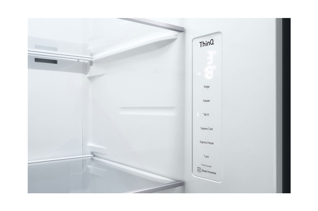 LG InstaView™ Side-by-Side хладилник, DoorCooling⁺™ и ThinQ™ технология, 655L капацитет, Изглед на поставката за лед 1, GSVV80PYLL, thumbnail 8