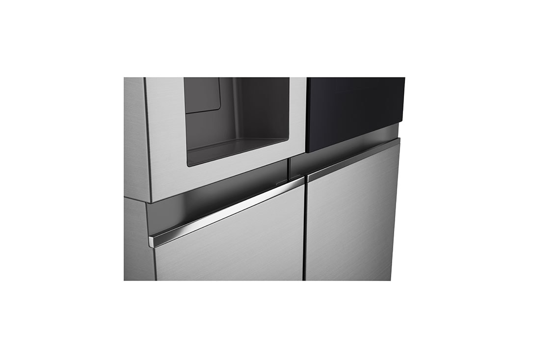 LG InstaView™ Side-by-Side хладилник, DoorCooling+™ и ThinQ™ технология, 635L капацитет, Детайлен изглед на дръжката, GSGV81PYLL, thumbnail 6