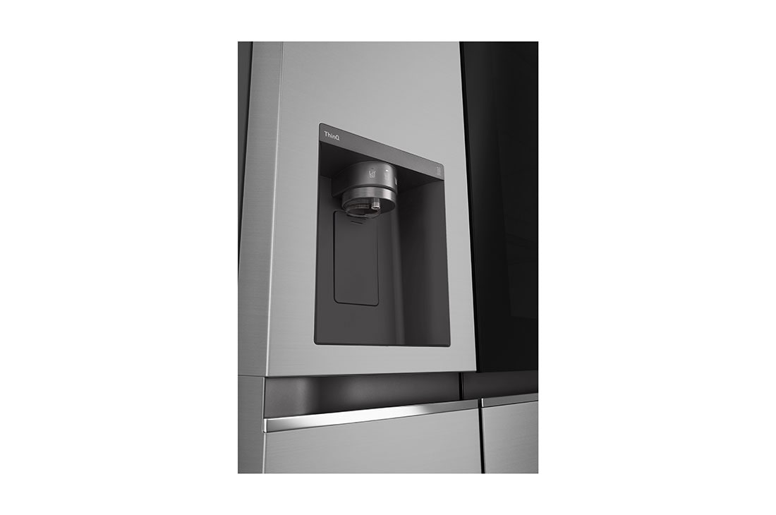 LG InstaView™ Side-by-Side хладилник, DoorCooling+™ и ThinQ™ технология, 635L капацитет, Изглед на поставката за лед 1, GSGV81PYLL, thumbnail 9