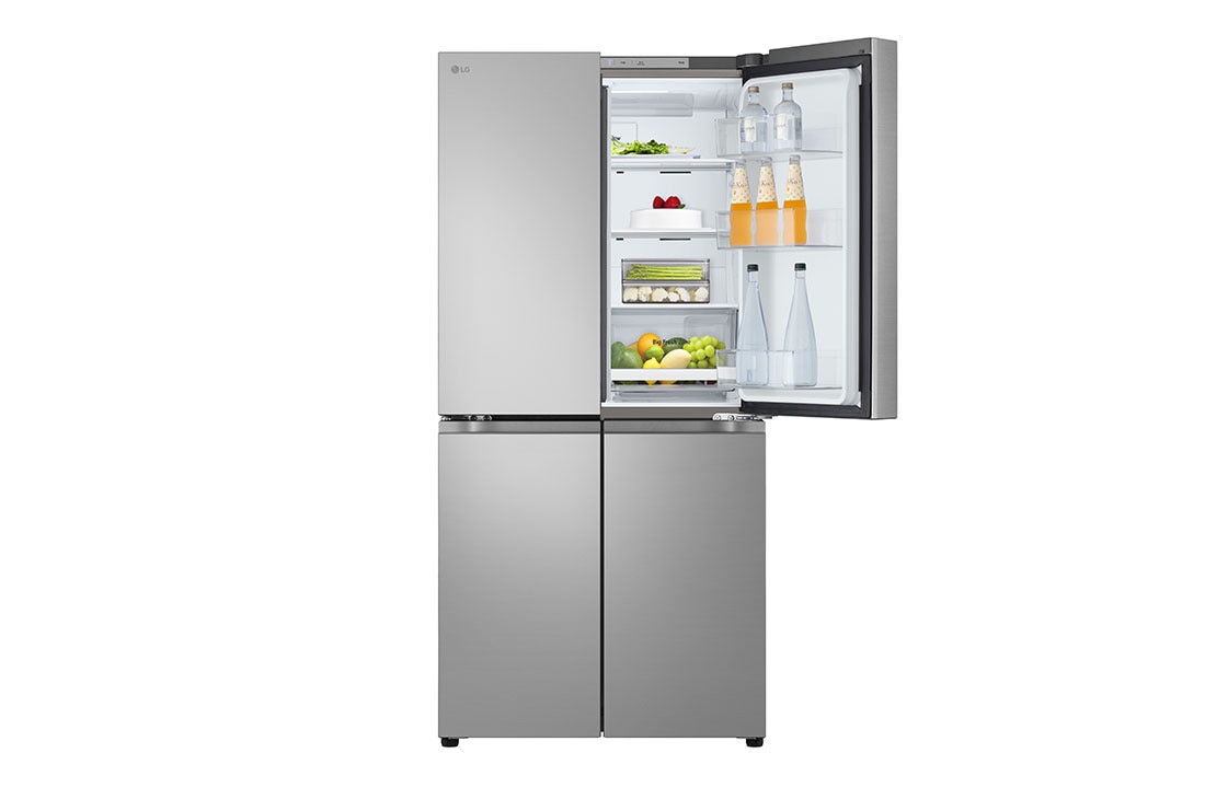 LG Multi-Door хладилник, DoorCooling+™ технология, 530L капацитет, Отворена предна врата с изглед към храната, GMB860PYDE, thumbnail 11