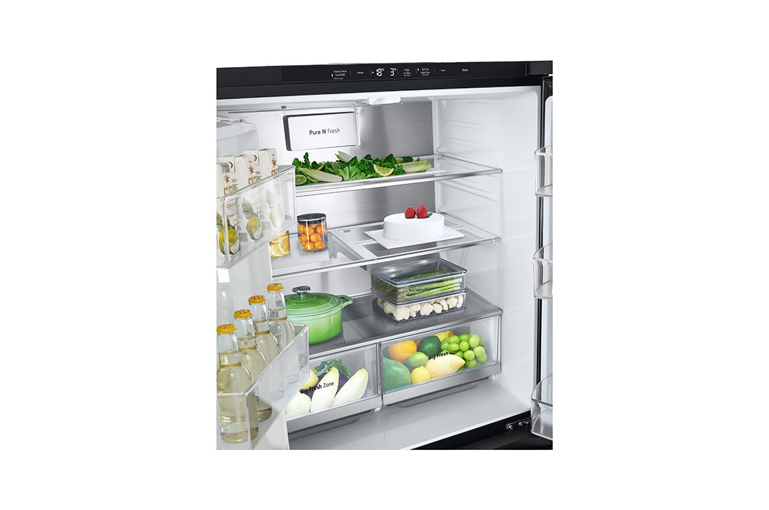 LG InstaView™ Multi-Door хладилник, DoorCooling+™ и ThinQ™ технология, 508L капацитет, Чекмедже с храна, GMG860EPBE, thumbnail 8
