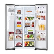 LG Side-by-Side хладилник, 641L капацитет, Отворена предна врата с изглед към храната, GSLC41PYPE, thumbnail 2
