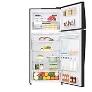 LG Хладилник c горна камера, DoorCooling+™ и ThinQ™ технология, 509L капацитет, Отворена предна врата с изглед към храната, GTF744BLPED, thumbnail 2