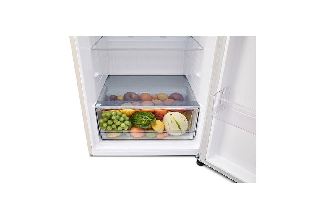 LG Хладилник c горна камера, DoorCooling+™ и ThinQ™ технология, 361L капацитет, Подробен изглед на чекмеджето, GTBV44SEBKD, thumbnail 10