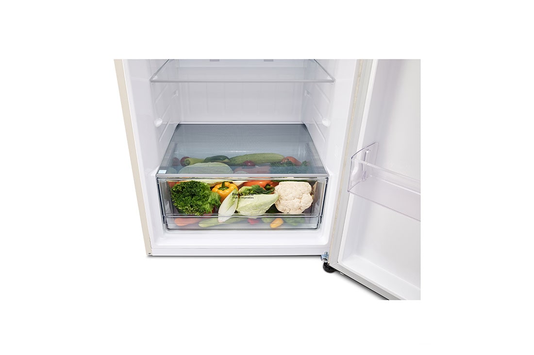 LG Хладилник c горна камера, DoorCooling+™ и ThinQ™ технология, 361L капацитет, Подробен изглед на чекмеджето, GTBV44SEBKD, thumbnail 11