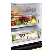 LG InstaView™ с MoodUP™ хладилник с долна камера ThinQ™ технология, 352 L капацитет, Предна горна врата, отворена с изглед към храната, GBG719MDNN, thumbnail 4