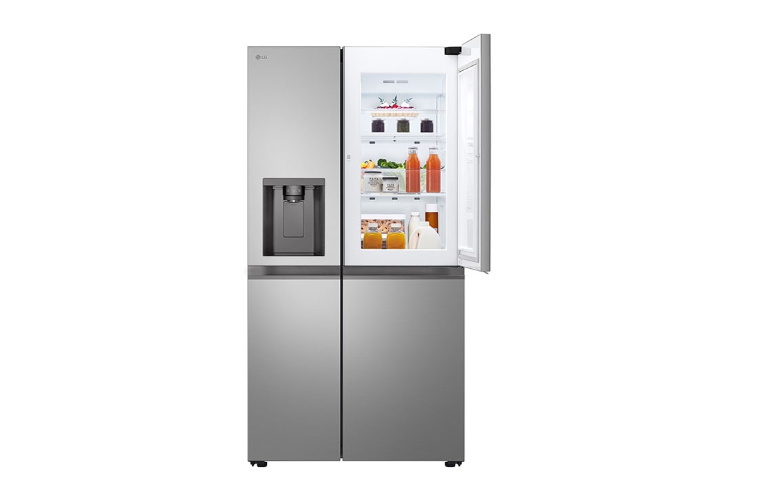 LG Door-in-Door™ Side-by-Side хладилник, 641L капацитет, Отворена предна врата с изглед към храната, GSJC41PYPE, thumbnail 2
