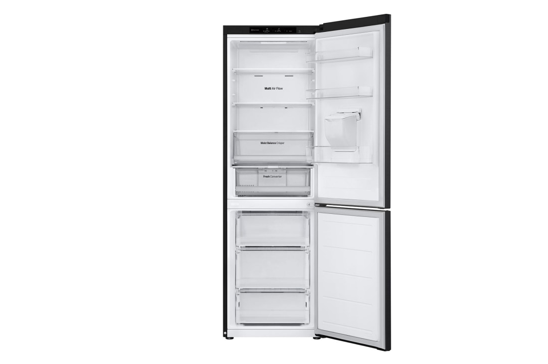 LG Хладилник c долна камера, DoorCooling+™ технология, 343L капацитет, Отворена предна врата без изглед към храната, GBF3102EEV, thumbnail 3