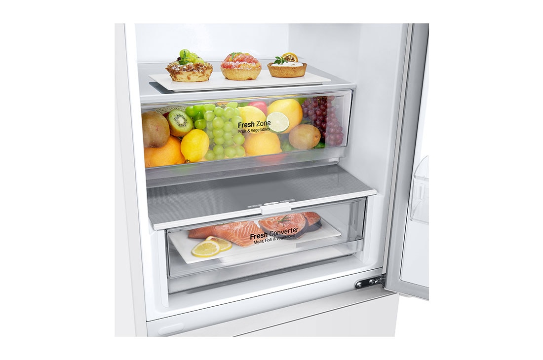 LG Хладилник c долна камера, DoorCooling⁺™ технология, 387L капацитет, Изглед на поставката за лед 1, GBV22NCCSW, thumbnail 6