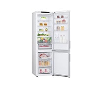 LG Хладилник c долна камера, DoorCooling⁺™ технология, 387L капацитет, Отворена лява врата с изглед към храната, GBV22NCCSW, thumbnail 12