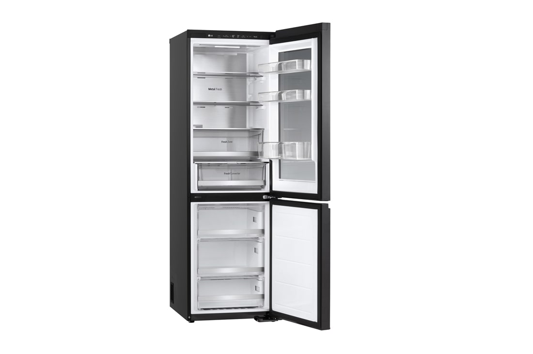 LG InstaView™ хладилник c долна камера, DoorCooling<sup>+</sup>™ и ThinQ™ технология, 349L капацитет, Отворена лява врата без изглед към храната, GBG5160CEV, thumbnail 16