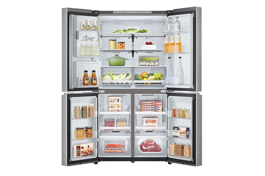 LG Multi-Door хладилник, ThinQ™ технология, 637L капацитет, Отворена предна врата с изглед към храната, GML960PYFE, thumbnail 2