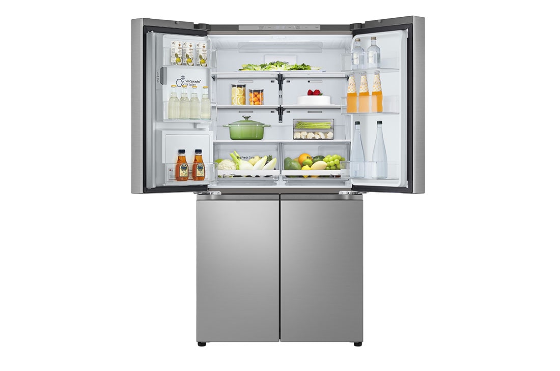 LG Multi-Door хладилник, ThinQ™ технология, 637L капацитет, Предна горна врата, отворена с изглед към храната, GML960PYFE, thumbnail 4