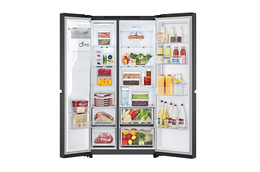 LG Door-in-Door™ Side-by-Side хладилник, 641L капацитет, Отворена предна врата с изглед към храната, GSJC41EPPE, thumbnail 2