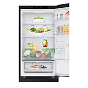 LG Хладилник c долна камера, Fresh Converter и ThinQ™ технология, 344L капацитет, Предна горна врата, отворена с изглед към храната, GBV3100AEP, thumbnail 9