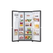 LG Side-by-Side хладилник, 641L капацитет, Отворена предна врата с изглед към храната, GSLC41EPPE, thumbnail 2