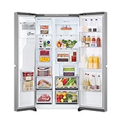 LG Side-by-Side хладилник, 638L капацитет, Отворена предна врата с изглед към храната, GSLC40PYPE, thumbnail 2