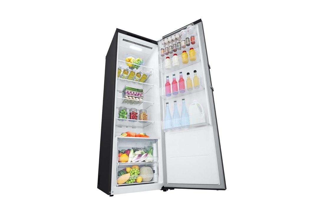 LG Хладилник с една врата, DoorCooling+™ технология, 386L капацитет, Отворена лява врата с изглед към храната, GLT51MCGSF, thumbnail 8