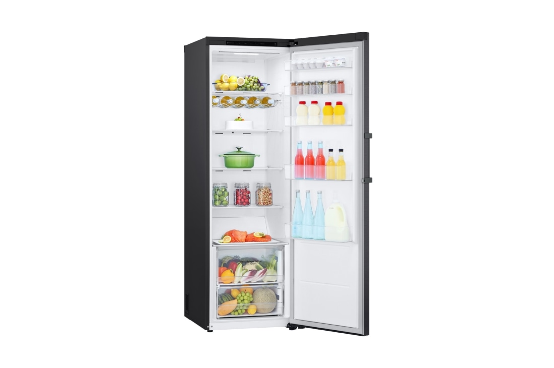 LG Хладилник с една врата, DoorCooling+™ технология, 386L капацитет, Отворена лява врата с изглед към храната, GLT51MCGSF, thumbnail 10